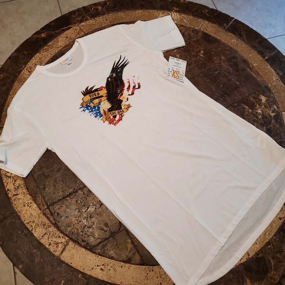 LuLaRoe Patrick shirt Unisex Eagle flag NWT XS